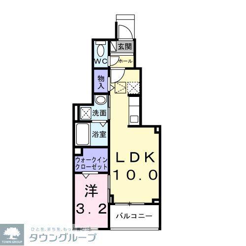 ヒカルサ笠幡(1LDK/1階)の間取り写真