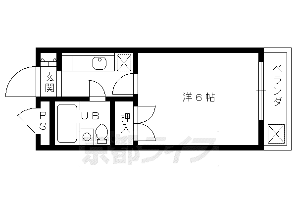 ハイライフ嵯峨(1K/3階)の間取り写真
