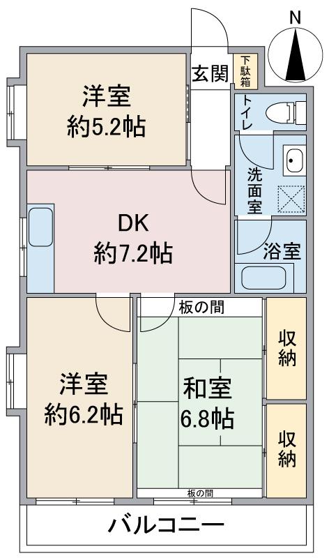 華寿美乃郷(3DK/2階)の間取り写真