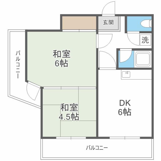 ハイツフランセ19(2DK/4階)の間取り写真