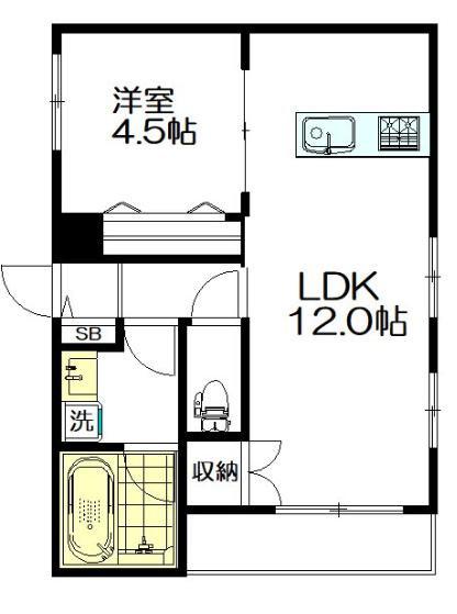 EXION(1LDK/2階)の間取り写真