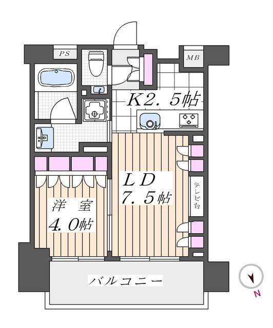 ライオンズ麻布十番 スペリア(1LDK/10階)の間取り写真
