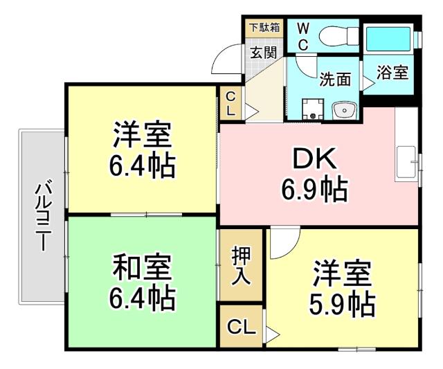 ウィステリア中曽根 II (3DK/2階)の間取り写真