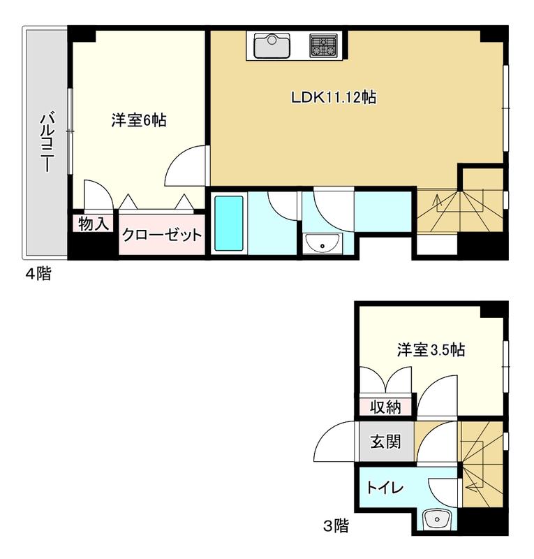小針浜コンドミニアム(2LDK/4階)の間取り写真