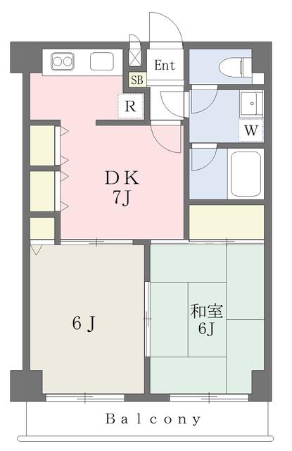 シャンベール宮千代(2DK/4階)の間取り写真
