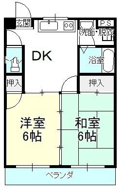 アーバン楠本II(2DK/1階)の間取り写真