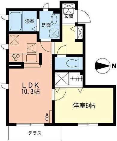 アロンド(1LDK/1階)の間取り写真