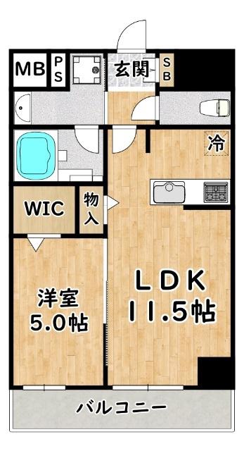 グランディア大阪ノース(1LDK/5階)の間取り写真