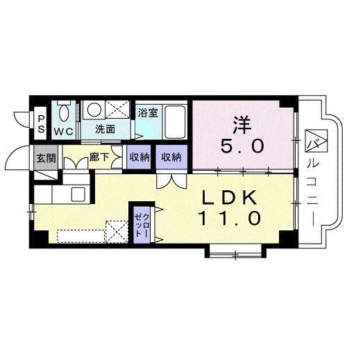 シャトーマーヴェラス(1LDK/2階)の間取り写真