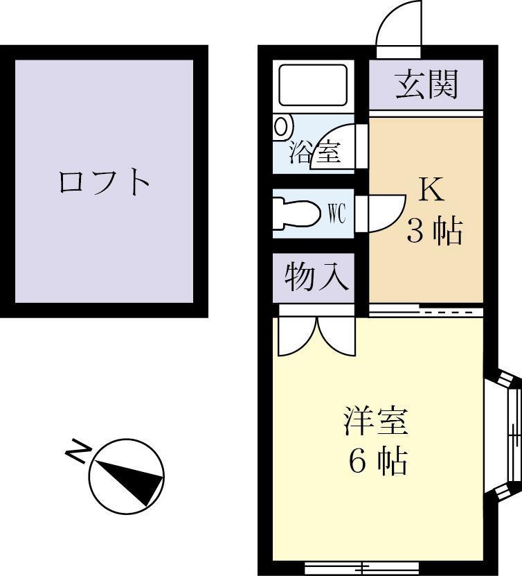 池の台コーポ(1K/2階)の間取り写真