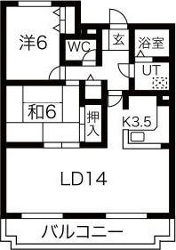 ハピネス八光(2LDK/2階)の間取り写真