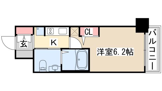 エステムプラザ神戸三宮ルクシア(1K/8階)の間取り写真