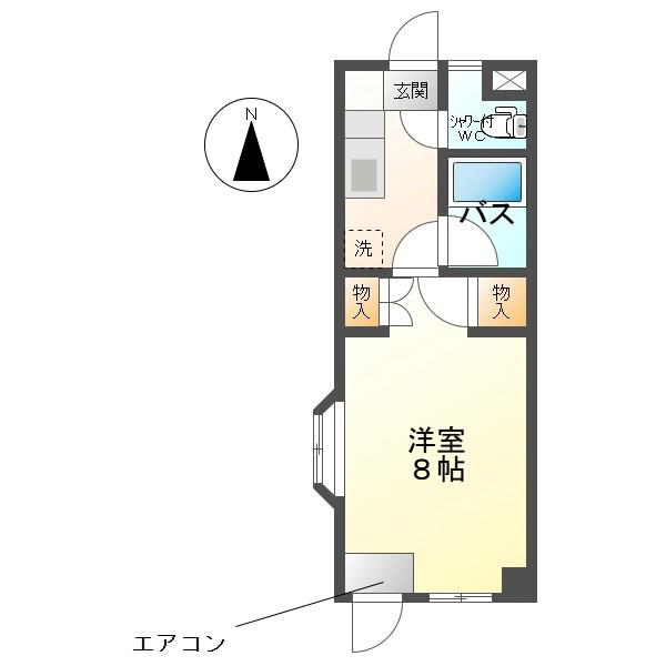 グリーンコートC(1K/1階)の間取り写真