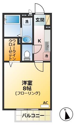 アルコバレーノ(1K/1階)の間取り写真