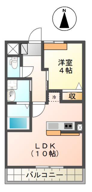 プランドールKII(1LDK/1階)の間取り写真