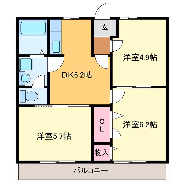 アインパール(3DK/2階)の間取り写真