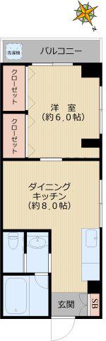 動坂ハイツ(1DK/5階)の間取り写真