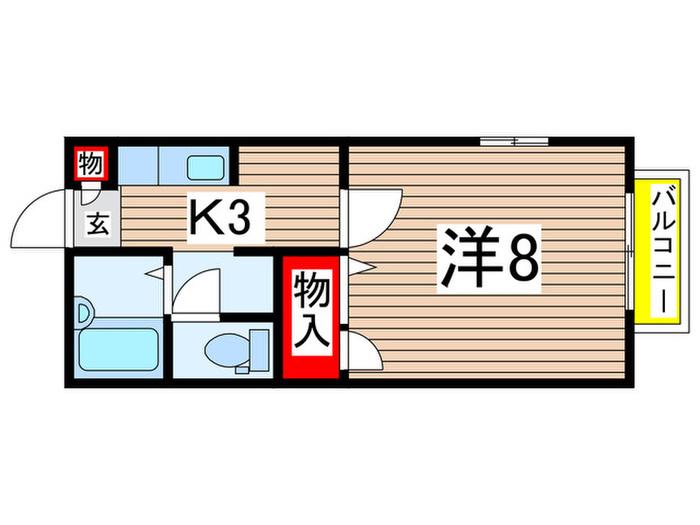 レジデンスなでしこ(1K/2階)の間取り写真
