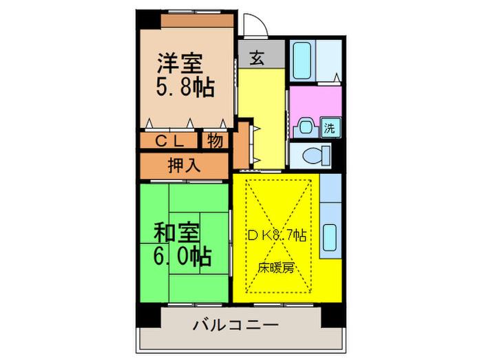 OPH千里佐竹台II8号棟(2DK/7階)の間取り写真