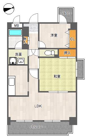 ソレイユ あべの(2LDK/6階)の間取り写真