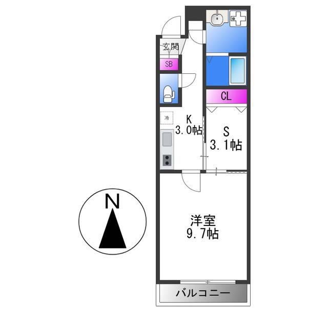 アルム久宝寺(1SK/1階)の間取り写真