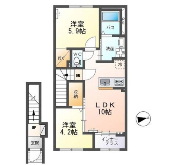 FRONT IS LAND II (2LDK/2階)の間取り写真