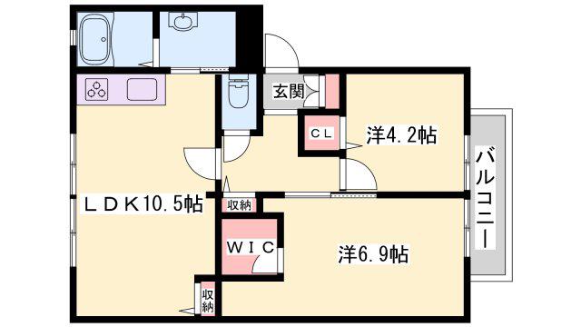 ハイツミラクル(2LDK/2階)の間取り写真