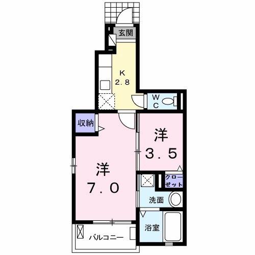 紫陽花はうす A(2K/1階)の間取り写真