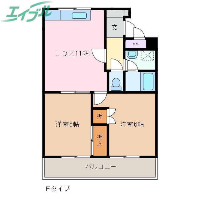シャンボール西浦(2LDK/9階)の間取り写真