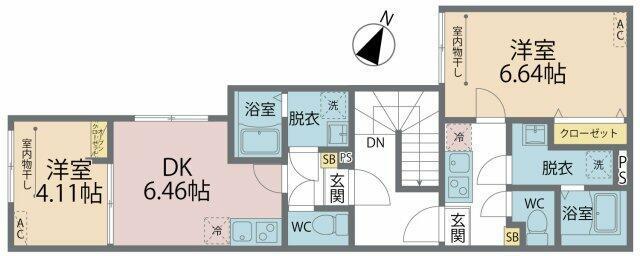 カインドネス新座ノース(1K/3階)の間取り写真