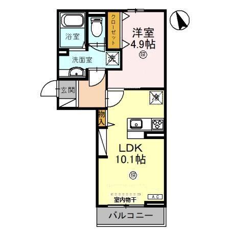 シーダーブラン(1LDK/3階)の間取り写真