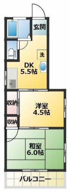 紫苑マンションB シオン(2DK/2階)の間取り写真