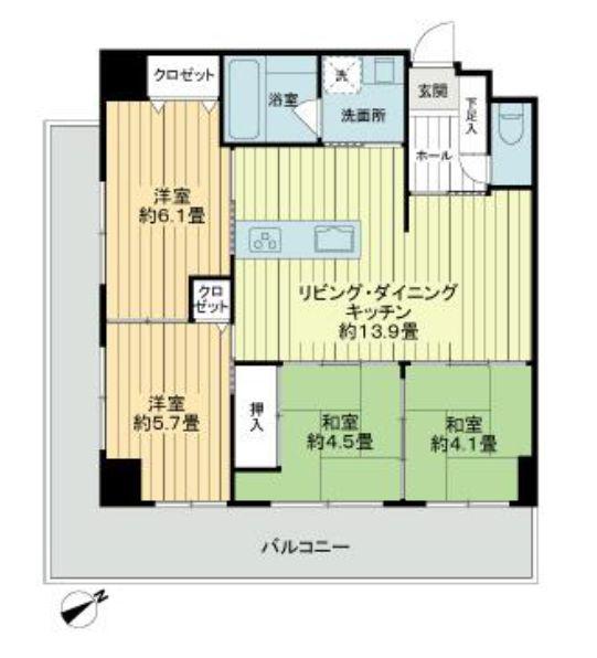 ウィングシャトー那覇リバーガーデン(4LDK/4階)の間取り写真