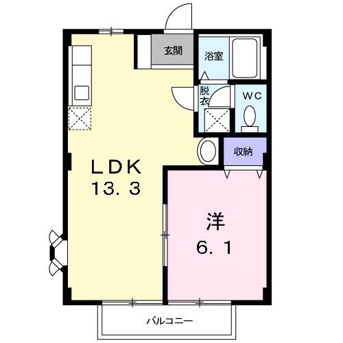 パストラル早苗B(1LDK/2階)の間取り写真