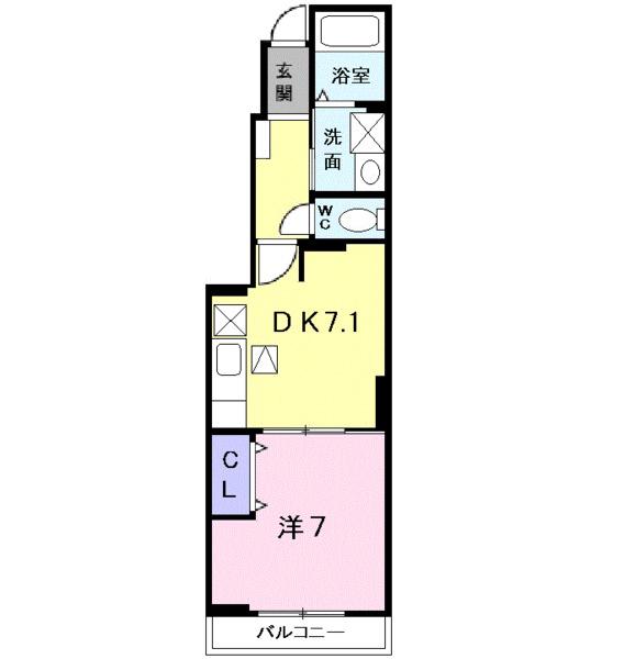 シーカン2(1DK/1階)の間取り写真