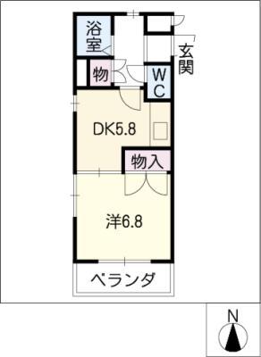 シャンポール大須(1DK/2階)の間取り写真