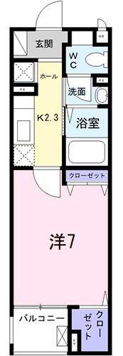 一刻館 南(1K/3階)の間取り写真