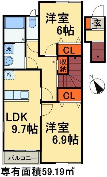 RAINBOW STAY(2LDK/2階)の間取り写真