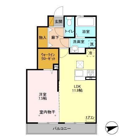 サンポワール(1LDK/1階)の間取り写真