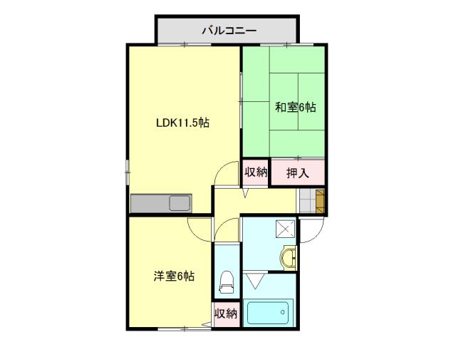 メゾンドイリス(2LDK/1階)の間取り写真