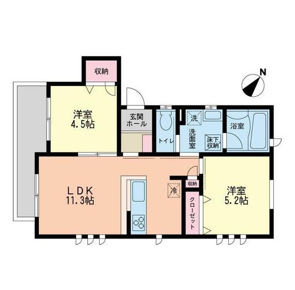 アルカネット坂下II号館(2LDK/2階)の間取り写真