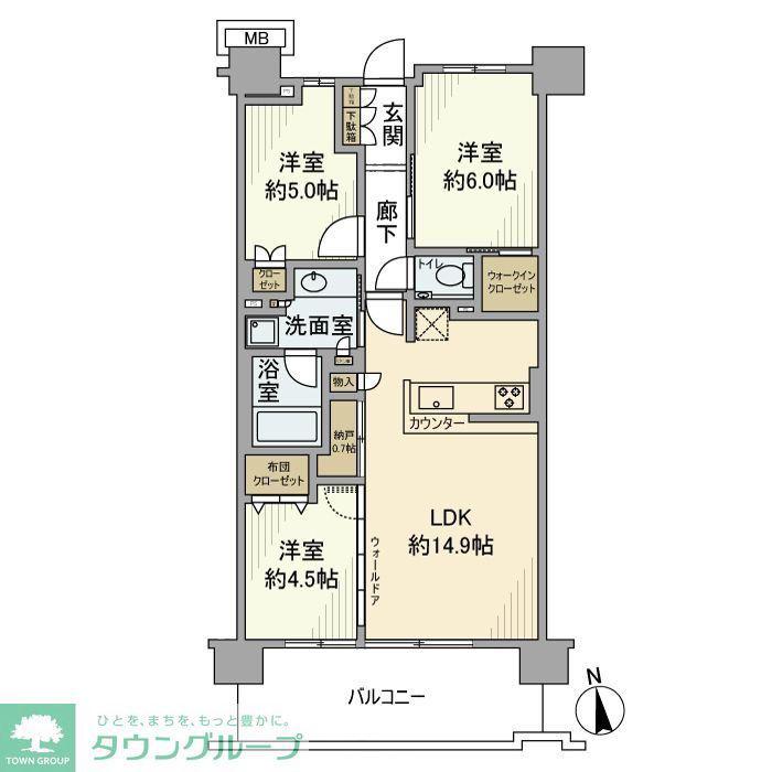 プラウドシティ国立(3LDK/3階)の間取り写真