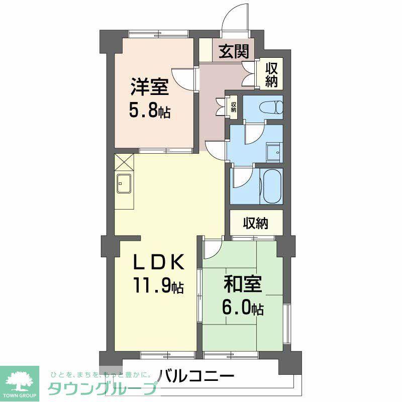 ISHIKAWAビル(2LDK/2階)の間取り写真