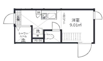 QUQURI MEGURO(ワンルーム/1階)の間取り写真