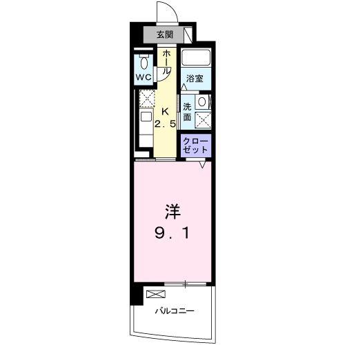 ノースグランパス(1K/1階)の間取り写真