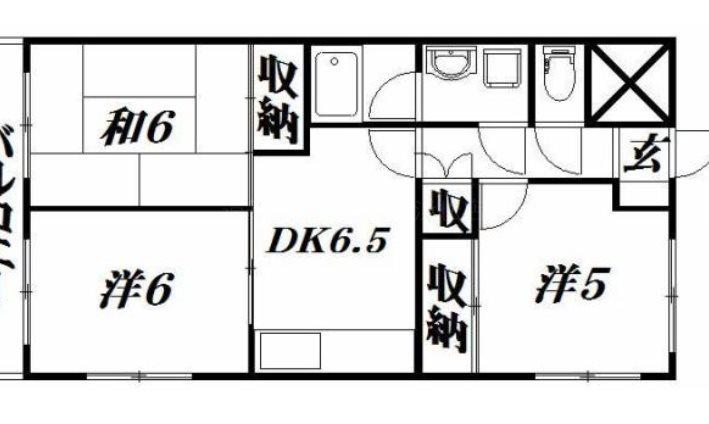 テスコム西伊場(3DK/3階)の間取り写真