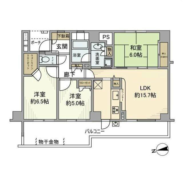 ローレルスクエア港南台 C棟(3LDK/6階)の間取り写真