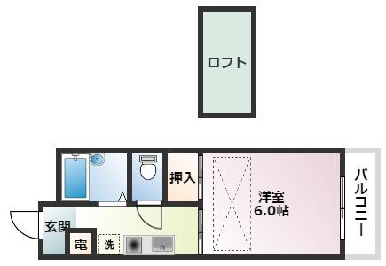 メインリバー住吉川(1K/3階)の間取り写真