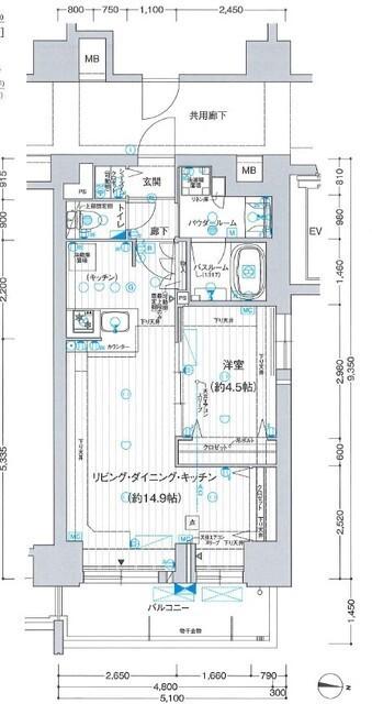 プレサンスレイズ鶴舞公園(1LDK/14階)の間取り写真