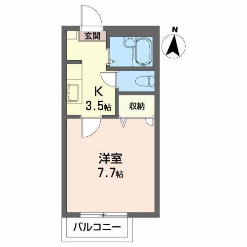 グランドール虹(1K/2階)の間取り写真